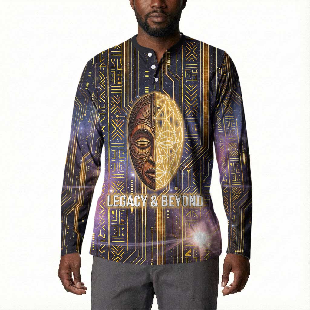 Afrofuturism Legacy Beyond Button Sweatshirt African Astronaut Galaxy Mask