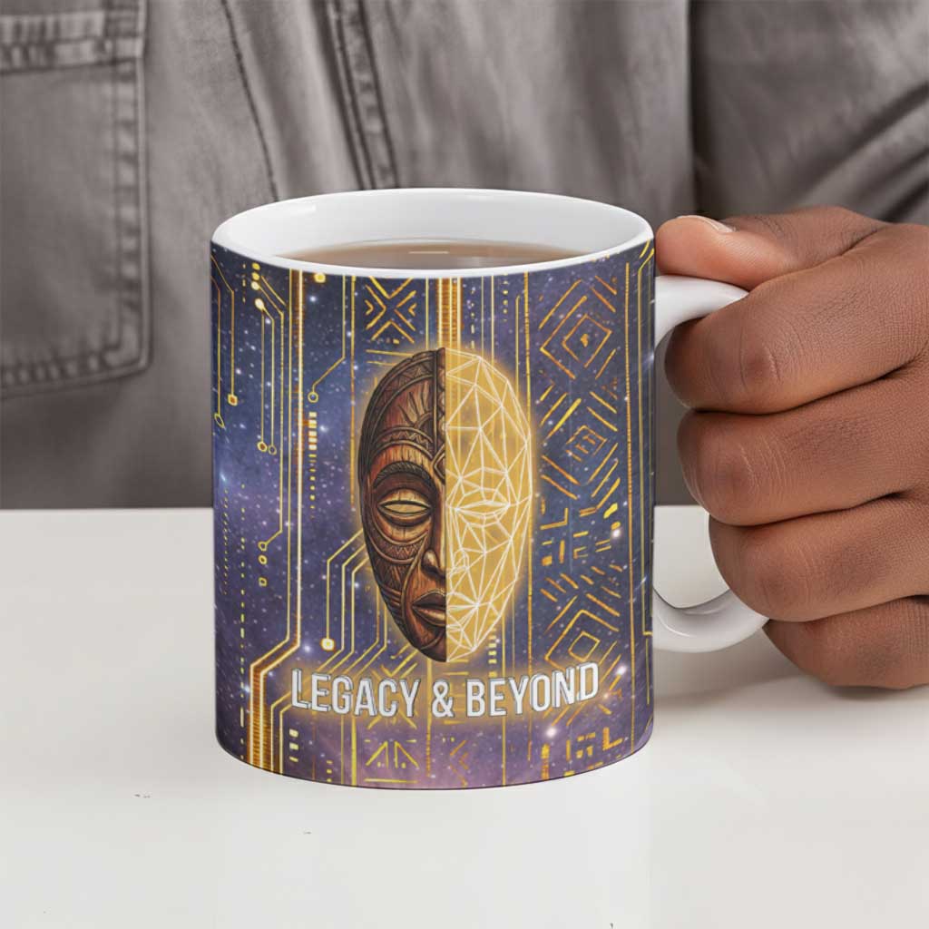 Afrofuturism Legacy Beyond Ceramic Mug African Astronaut Galaxy Mask