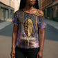 Afrofuturism Legacy Beyond Cross Shoulder Shirt African Astronaut Galaxy Mask