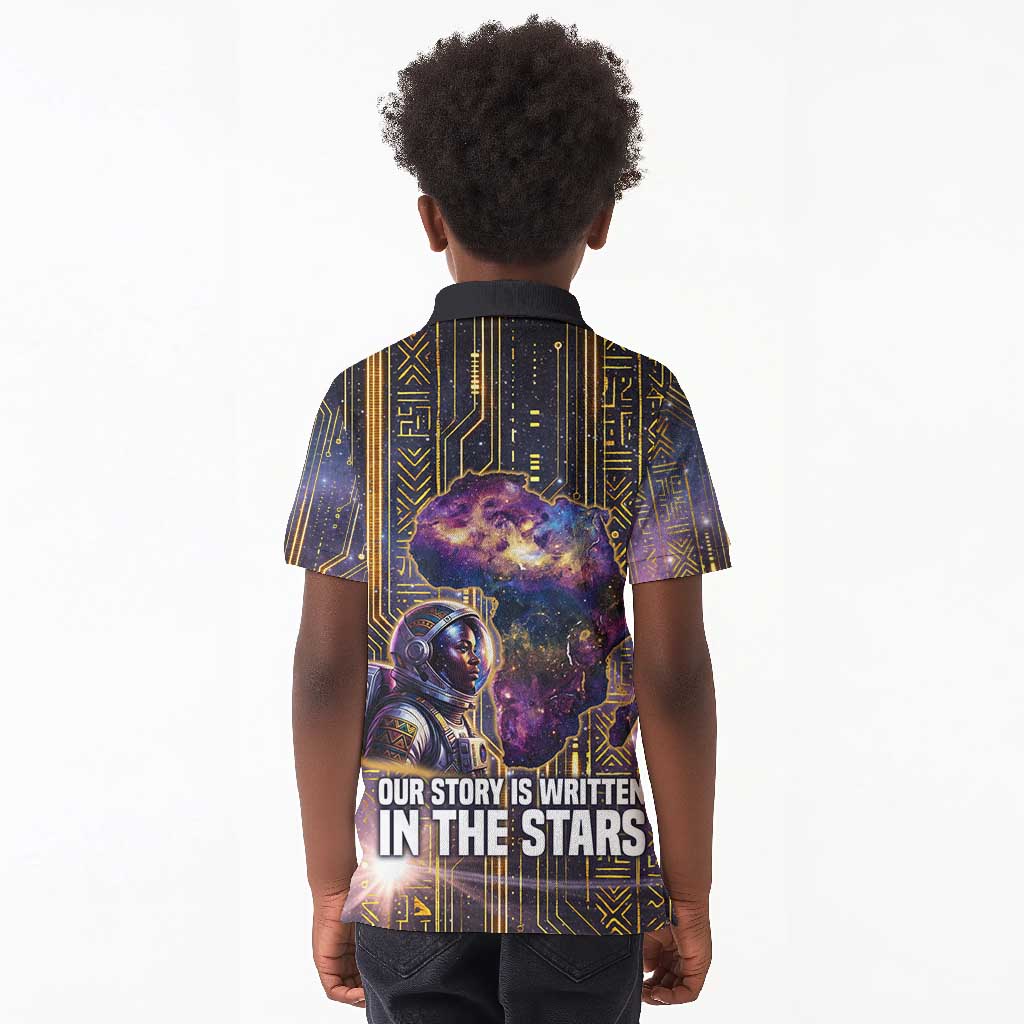 Afrofuturism Legacy Beyond Kid Polo Shirt African Astronaut Galaxy Mask
