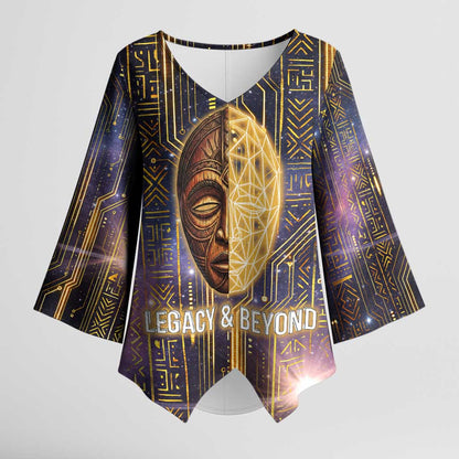 Afrofuturism Legacy Beyond Kimono Sleeve Blouse African Astronaut Galaxy Mask
