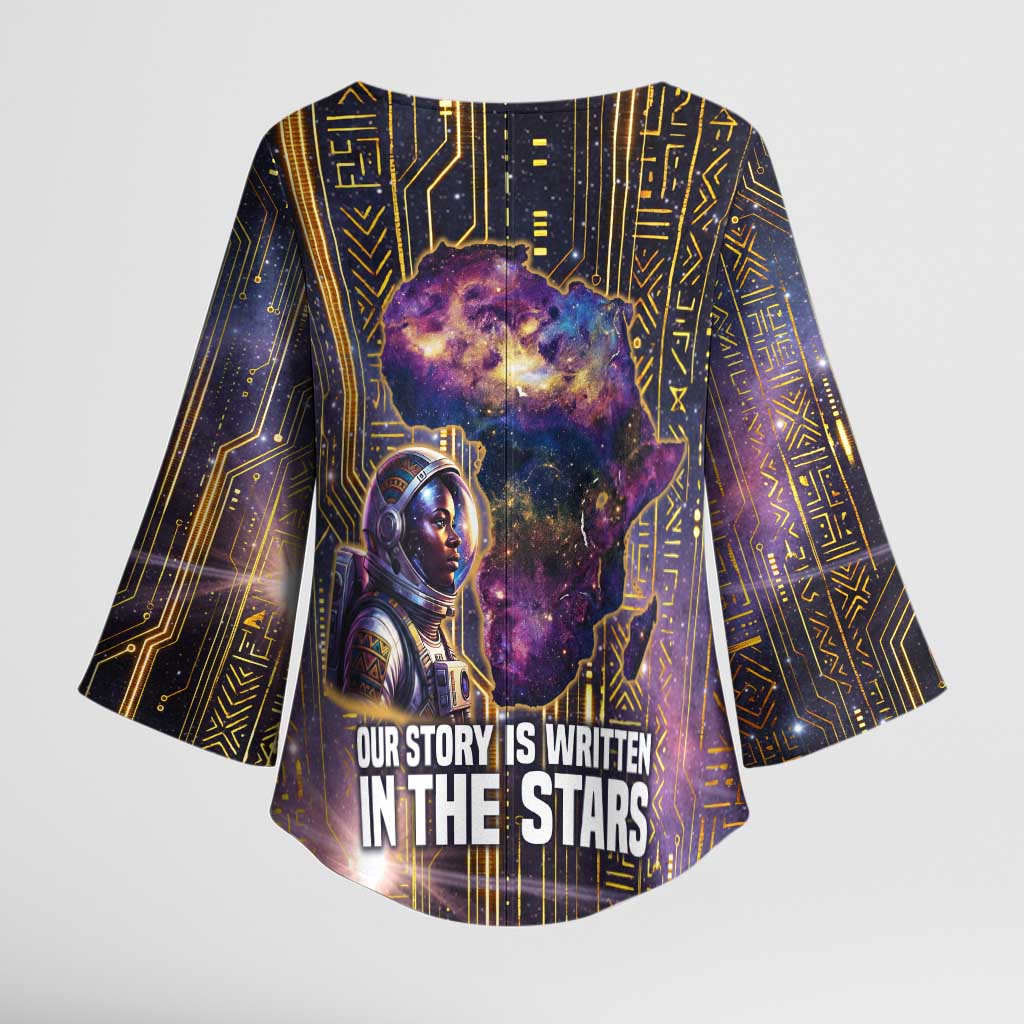 Afrofuturism Legacy Beyond Kimono Sleeve Blouse African Astronaut Galaxy Mask
