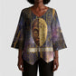 Afrofuturism Legacy Beyond Kimono Sleeve Blouse African Astronaut Galaxy Mask