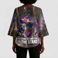 Afrofuturism Legacy Beyond Kimono Sleeve Blouse African Astronaut Galaxy Mask