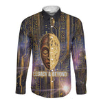 Afrofuturism Legacy Beyond Long Sleeve Button Shirt African Astronaut Galaxy Mask