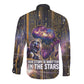 Afrofuturism Legacy Beyond Long Sleeve Button Shirt African Astronaut Galaxy Mask