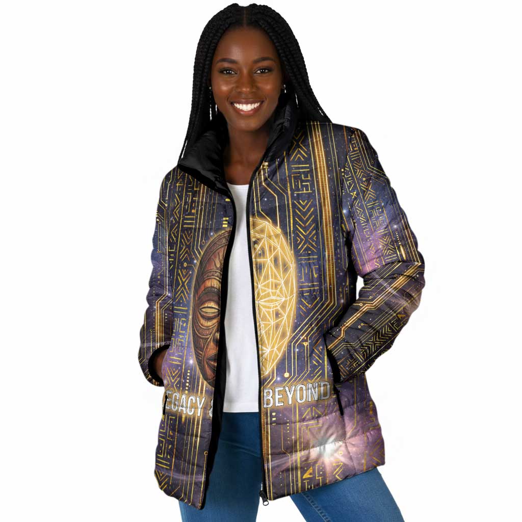Afrofuturism Legacy Beyond Padded Jacket African Astronaut Galaxy Mask