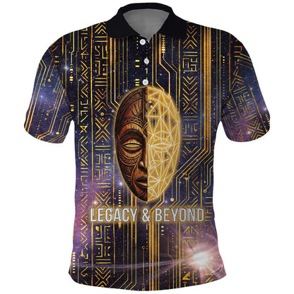Afrofuturism Legacy Beyond Polo Shirt African Astronaut Galaxy Mask