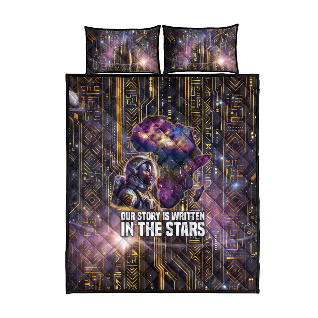 Afrofuturism Legacy Beyond Quilt Bed Set African Astronaut Galaxy Mask