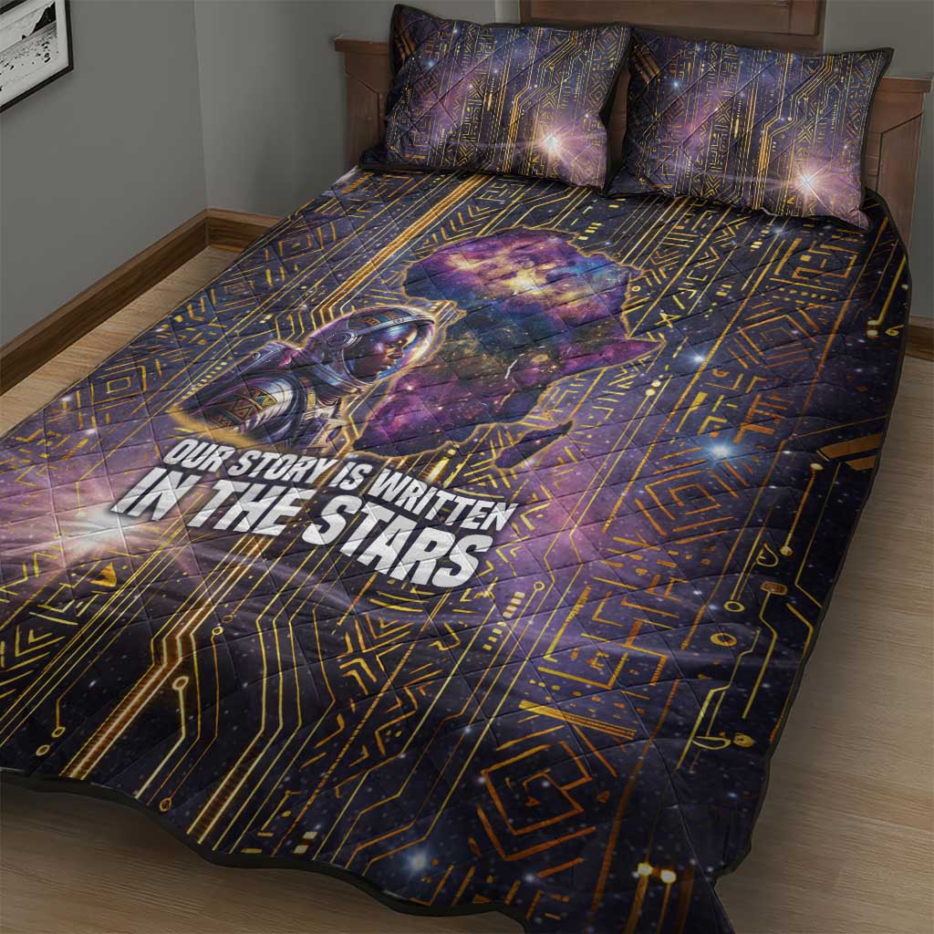 Afrofuturism Legacy Beyond Quilt Bed Set African Astronaut Galaxy Mask