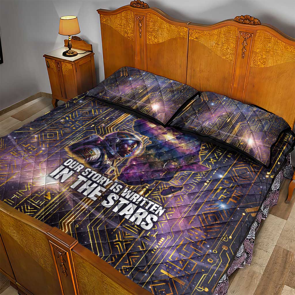 Afrofuturism Legacy Beyond Quilt Bed Set African Astronaut Galaxy Mask