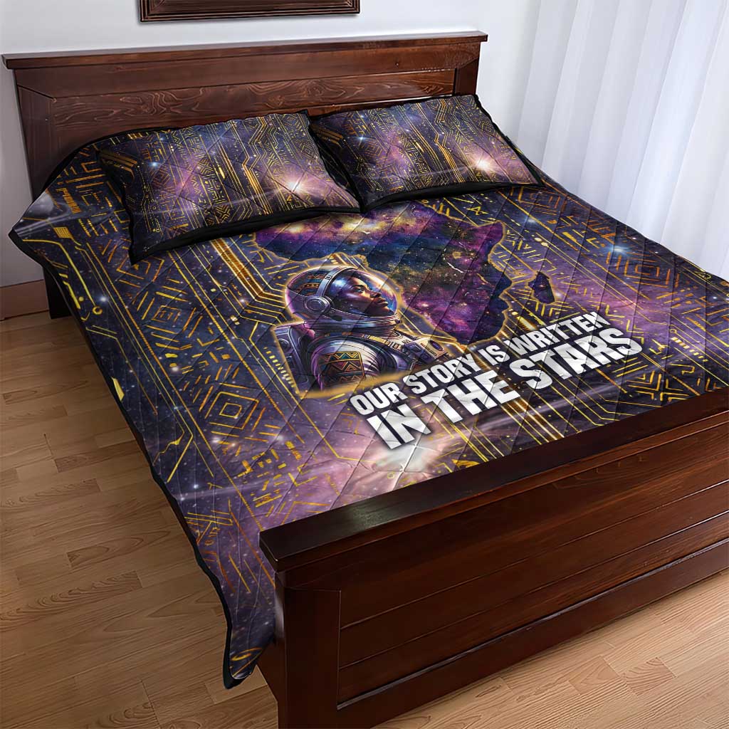 Afrofuturism Legacy Beyond Quilt Bed Set African Astronaut Galaxy Mask