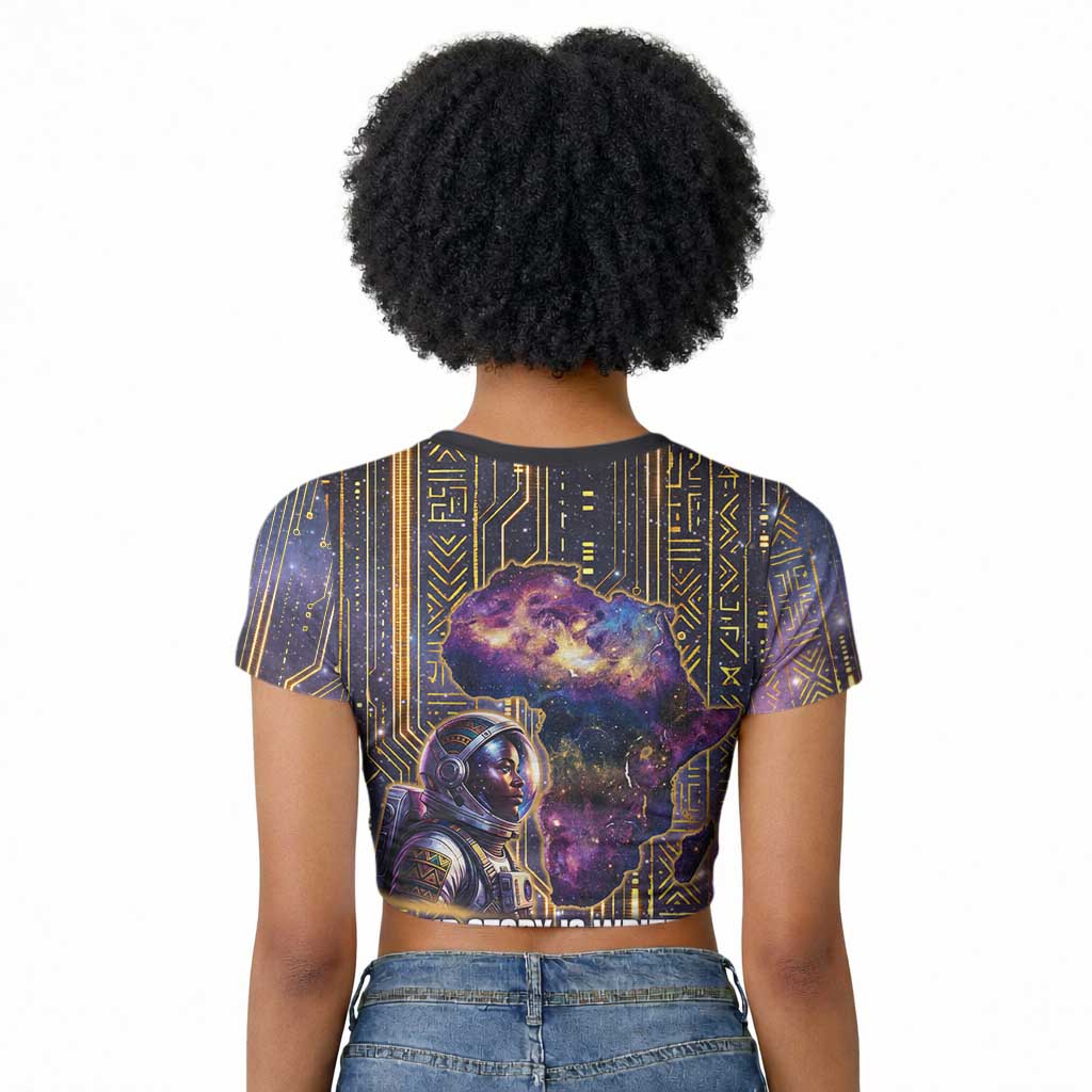 Afrofuturism Legacy Beyond Raglan Cropped T shirt African Astronaut Galaxy Mask