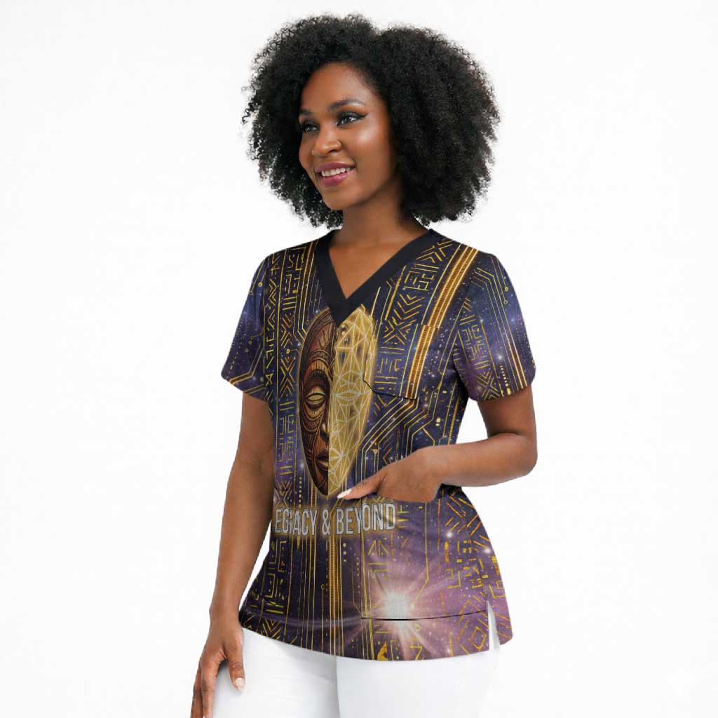 Afrofuturism Legacy Beyond Scrub Top African Astronaut Galaxy Mask
