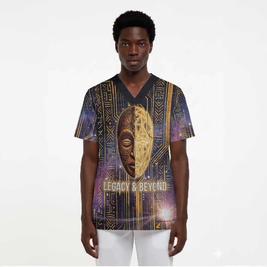 Afrofuturism Legacy Beyond Scrub Top African Astronaut Galaxy Mask