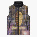 Afrofuturism Legacy Beyond Sleeveless Puffer Jacket African Astronaut Galaxy Mask