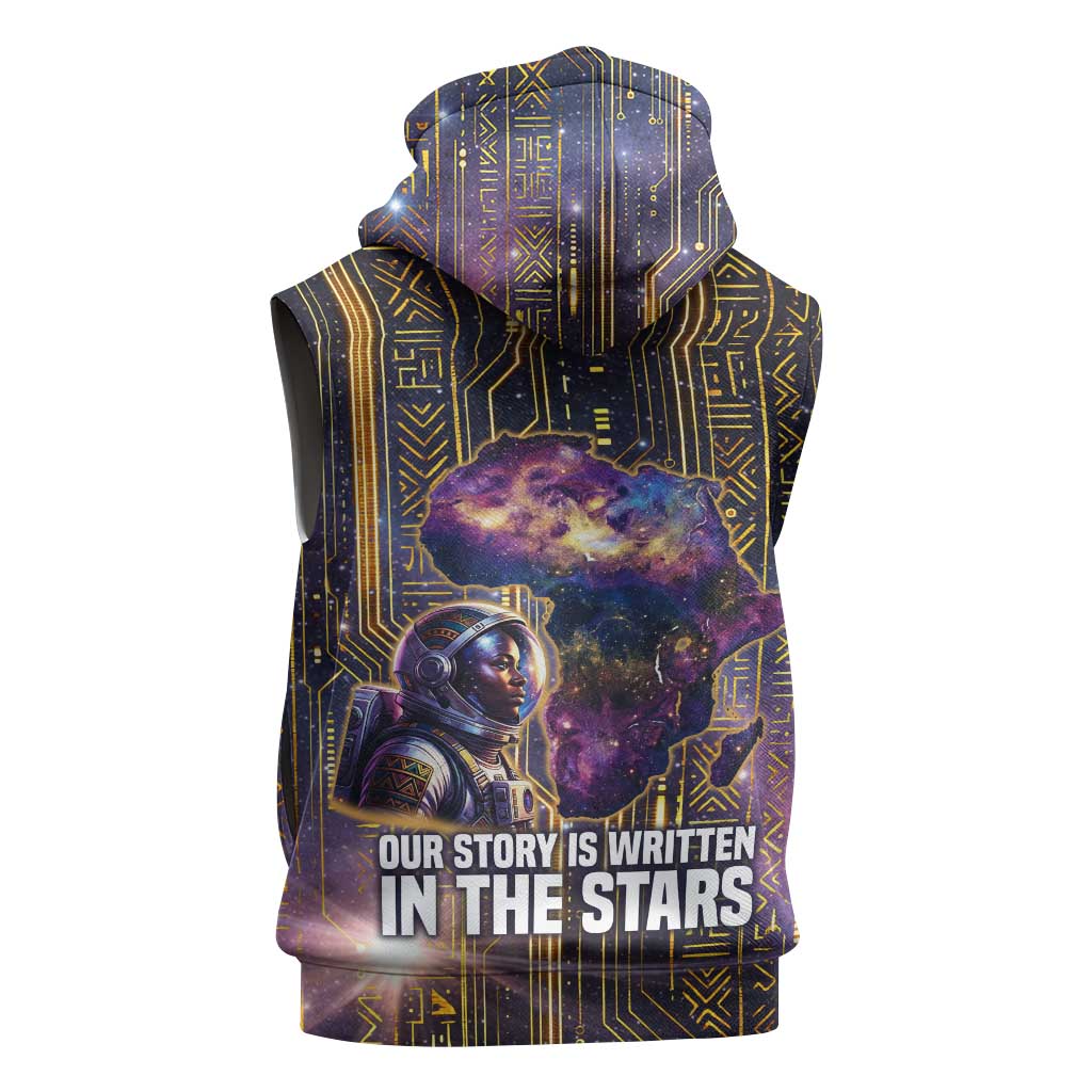 Afrofuturism Legacy Beyond Sleeveless Zip Hoodie African Astronaut Galaxy Mask