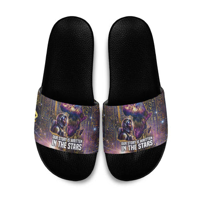 Afrofuturism Legacy Beyond Slide Sandals African Astronaut Galaxy Mask