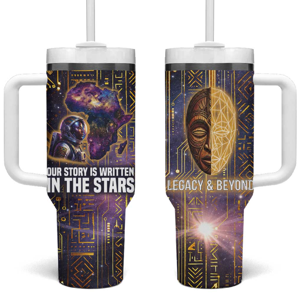 Afrofuturism Legacy Beyond Tumbler With Handle African Astronaut Galaxy Mask