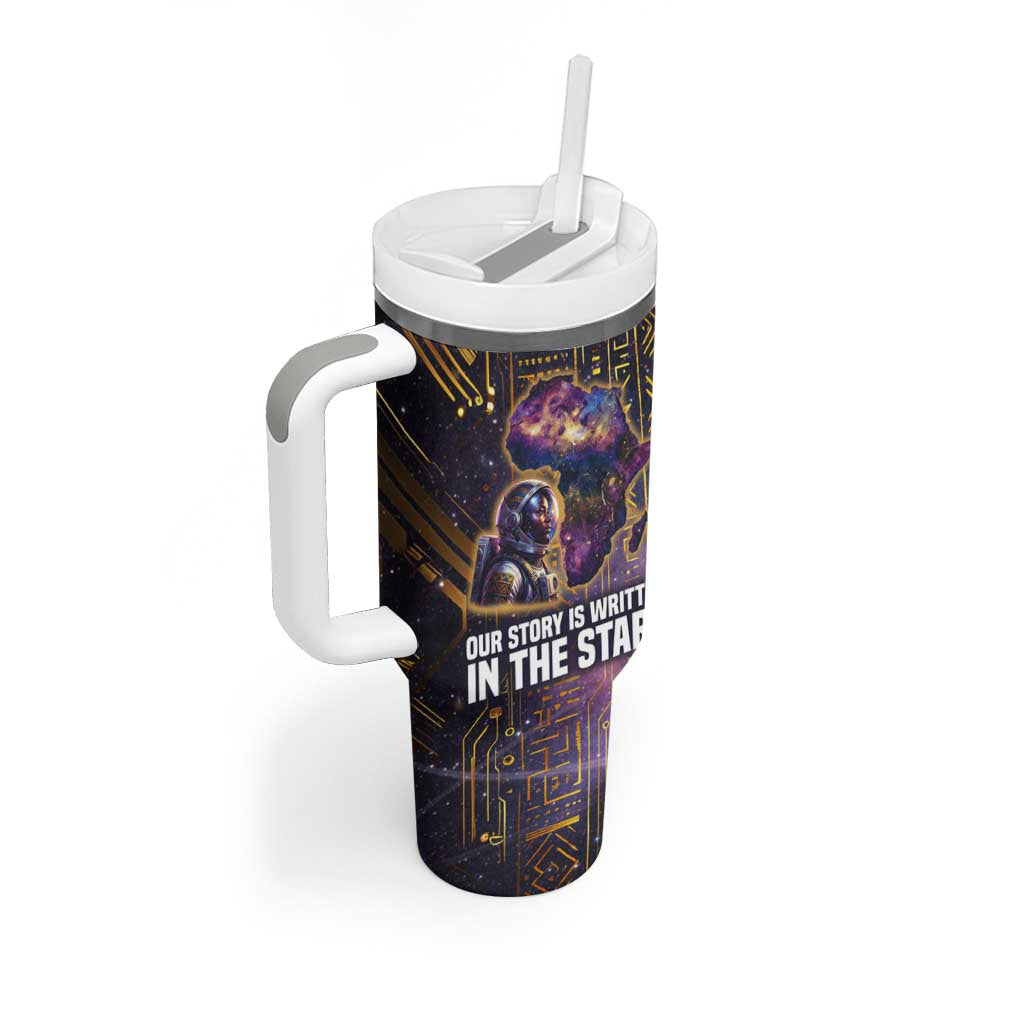 Afrofuturism Legacy Beyond Tumbler With Handle African Astronaut Galaxy Mask