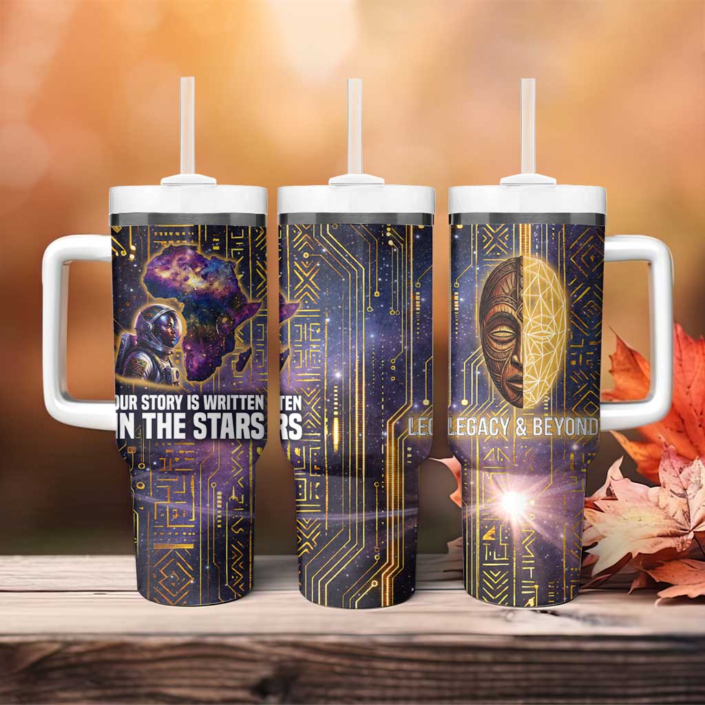 Afrofuturism Legacy Beyond Tumbler With Handle African Astronaut Galaxy Mask