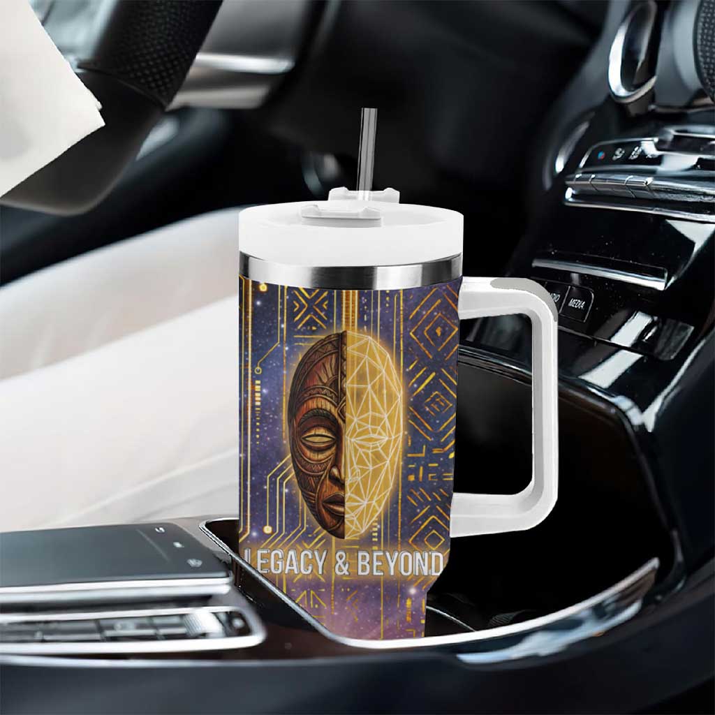 Afrofuturism Legacy Beyond Tumbler With Handle African Astronaut Galaxy Mask