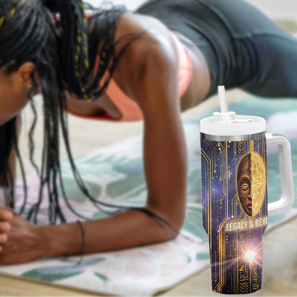 Afrofuturism Legacy Beyond Tumbler With Handle African Astronaut Galaxy Mask
