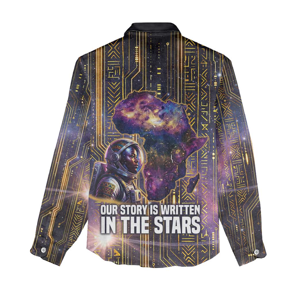 Afrofuturism Legacy Beyond Women Casual Shirt African Astronaut Galaxy Mask