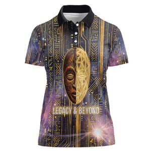 Afrofuturism Legacy Beyond Women Polo Shirt African Astronaut Galaxy Mask