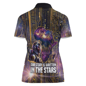 Afrofuturism Legacy Beyond Women Polo Shirt African Astronaut Galaxy Mask