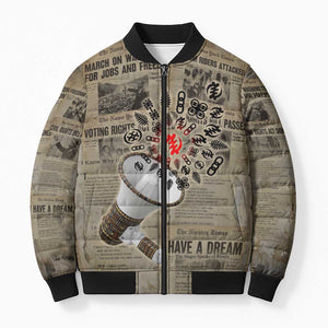 Louder Than Silence African Bomber Puffer Jacket Civil Rights News Megaphone