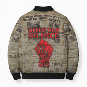 Louder Than Silence African Bomber Puffer Jacket Civil Rights News Megaphone
