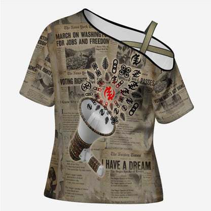 Louder Than Silence African Cross Shoulder Shirt Civil Rights News Megaphone