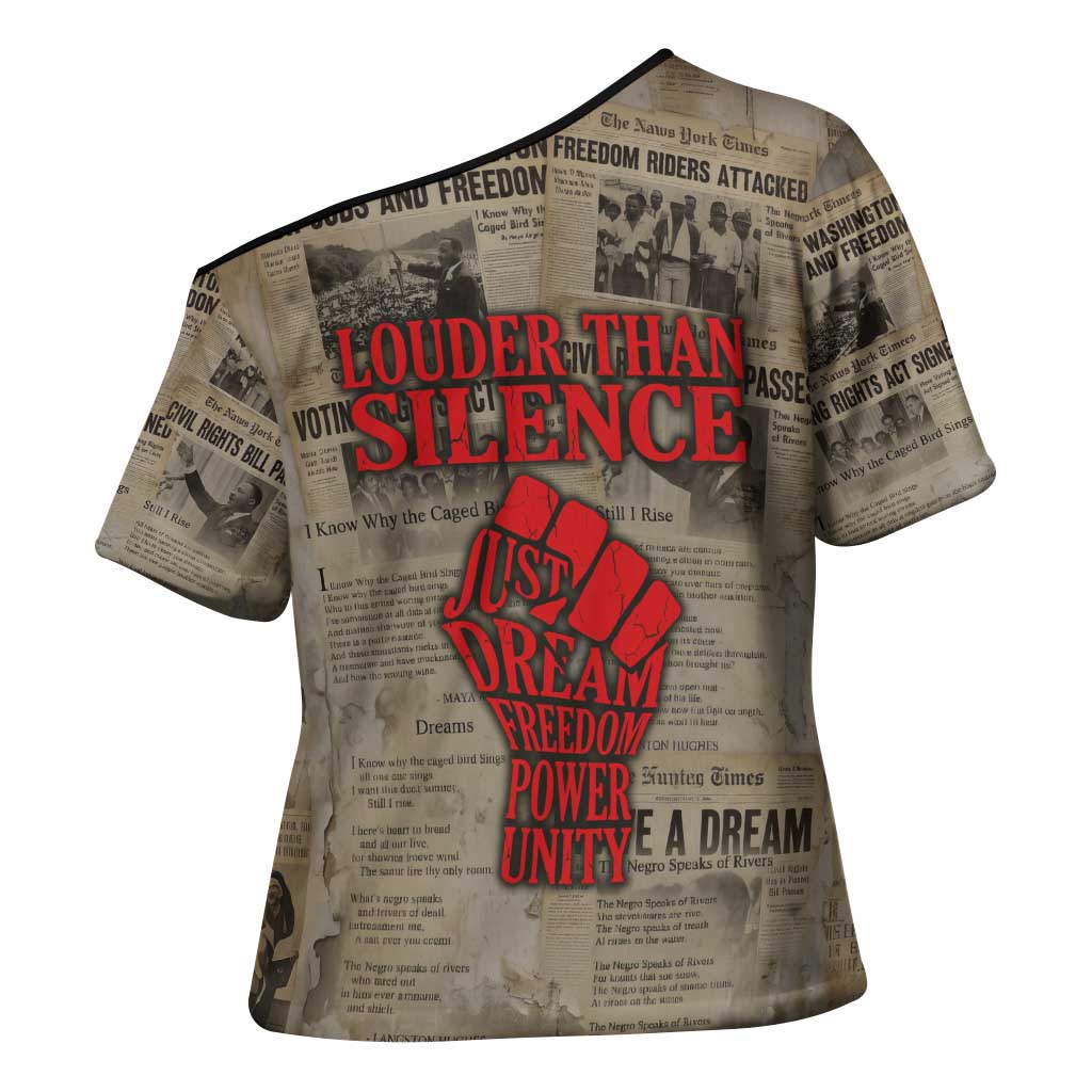 Louder Than Silence African Cross Shoulder Shirt Civil Rights News Megaphone
