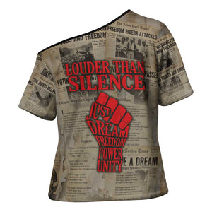 Louder Than Silence African Cross Shoulder Shirt Civil Rights News Megaphone
