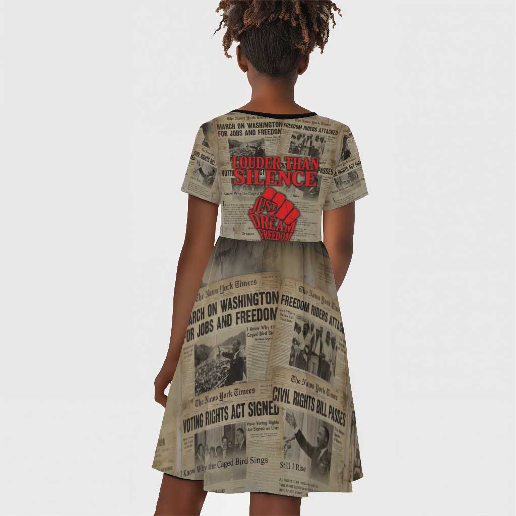 Louder Than Silence African Kid Short Sleeve Dress Civil Rights News Megaphone