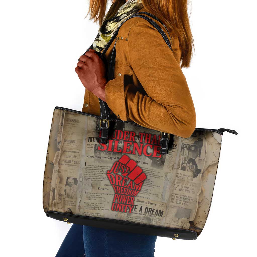 Louder Than Silence African Leather Tote Bag Civil Rights News Megaphone