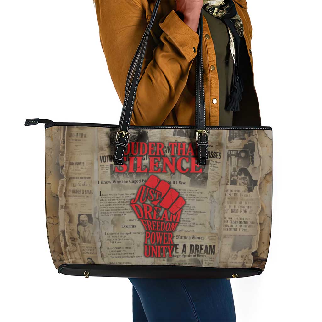 Louder Than Silence African Leather Tote Bag Civil Rights News Megaphone