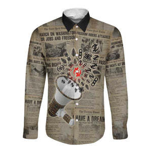 Louder Than Silence African Long Sleeve Button Shirt Civil Rights News Megaphone