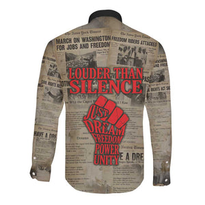 Louder Than Silence African Long Sleeve Button Shirt Civil Rights News Megaphone