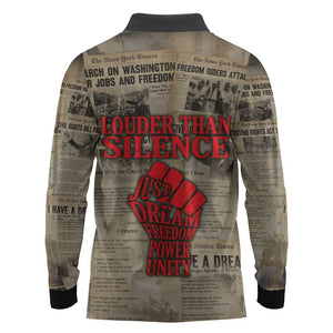 Louder Than Silence African Long Sleeve Polo Shirt Civil Rights News Megaphone
