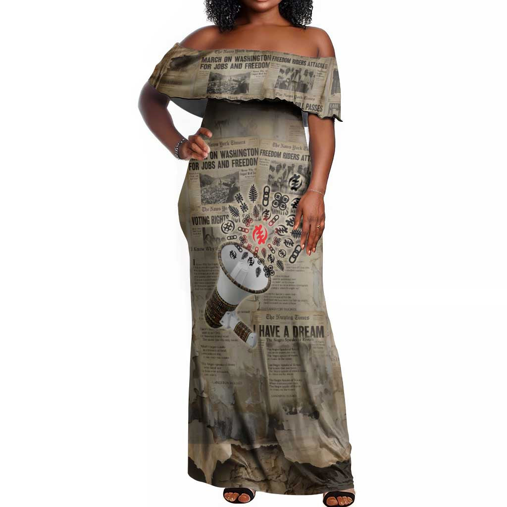 Louder Than Silence African Off Shoulder Maxi Dress Civil Rights News Megaphone