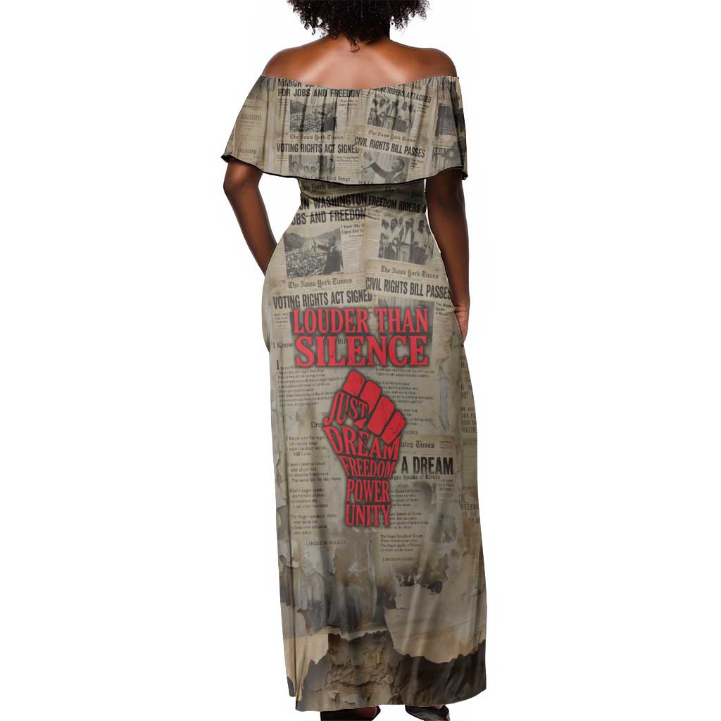 Louder Than Silence African Off Shoulder Maxi Dress Civil Rights News Megaphone