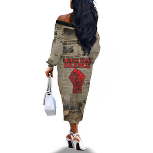 Louder Than Silence African Off The Shoulder Long Sleeve Dress Civil Rights News Megaphone