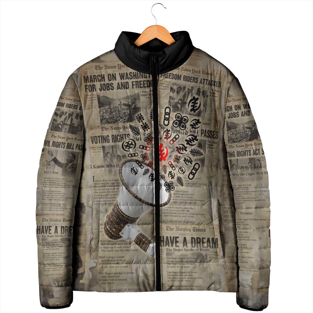 Louder Than Silence African Padded Jacket Civil Rights News Megaphone