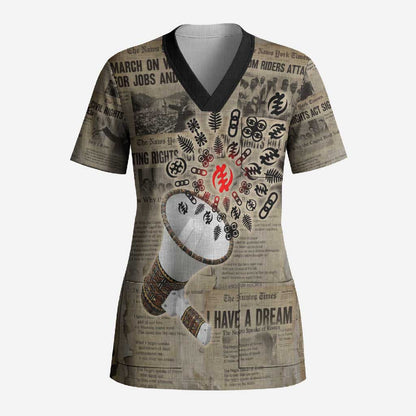 Louder Than Silence African Scrub Top Civil Rights News Megaphone
