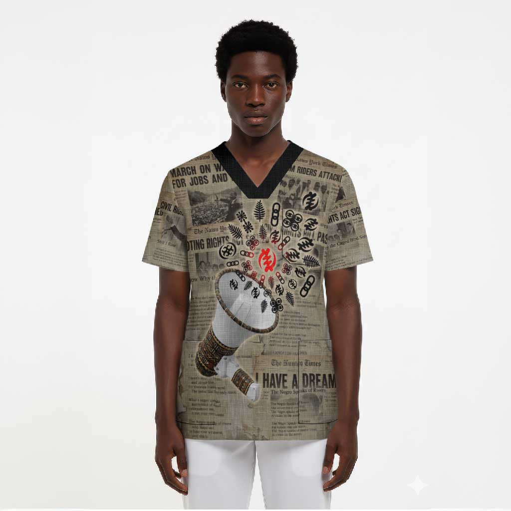 Louder Than Silence African Scrub Top Civil Rights News Megaphone