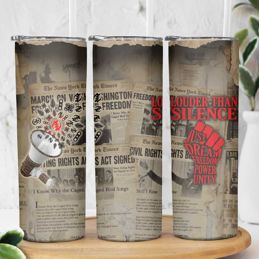 Louder Than Silence African Skinny Tumbler Civil Rights News Megaphone