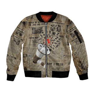 Louder Than Silence African Sleeve Zip Bomber Jacket Civil Rights News Megaphone