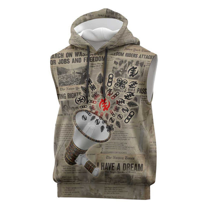 Louder Than Silence African Sleeveless Hoodie Civil Rights News Megaphone